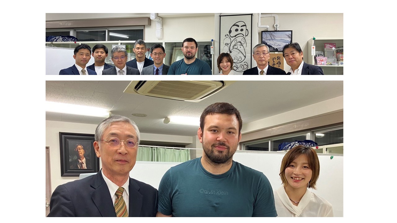 井上康生先生、金丸雄介先生、角田夏実選手、ウルフアロン選手がユニカ食品に来社されました！